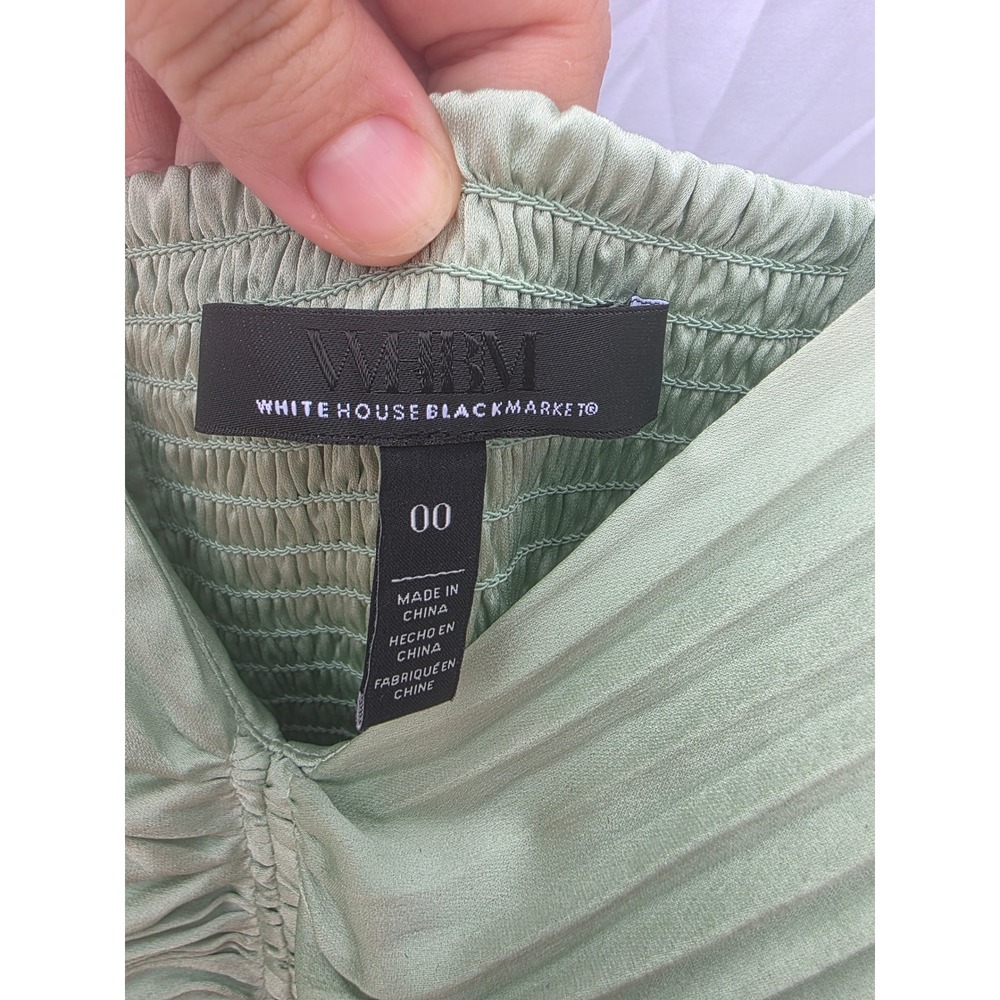 White House Black Market Sage Green Pleated Maxi Dress NWT Size 00 - Picture 7 of 9
